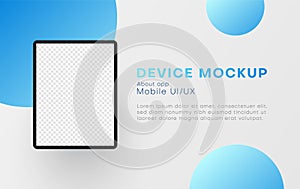 Computer tablet with empty screen, display template. Abstract horizontal banner mockup.
