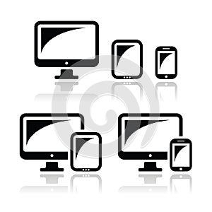 Computer, tablet, smartphone icons set