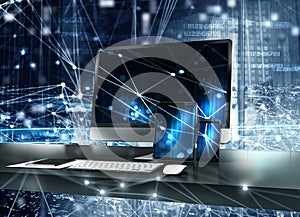 Computer, tablet and smartpone connected to internet. Concept of internet network.3d render