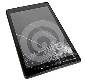A computer tablet with a smashed display