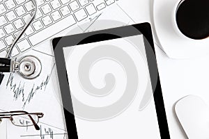 Computer tablet on the table at the doctor