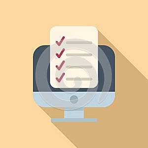 Computer task schedule icon flat vector. Event time