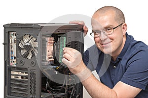 Computer Technician repairing computer system