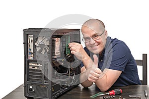 Computer Technician repairing computer system