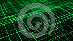 Computer technology background. Digital data flow. Network connection structure. Big data visualization. 3d rendering