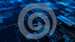 Computer technology background. Digital data flow. Network connection structure. Big data visualization. 3d rendering