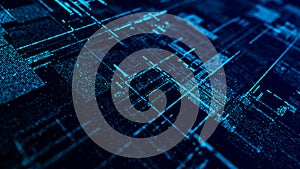 Computer technology background. Digital data flow. Network connection structure. Big data visualization. 3d rendering