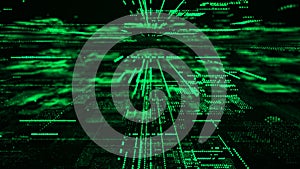 Computer technology background. Digital data flow. Network connection structure. Big data visualization. 3d rendering
