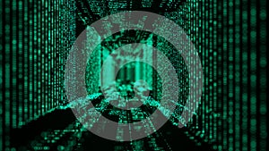 Computer technology background. Digital data flow. Network connection structure. Big data visualization. 3d rendering