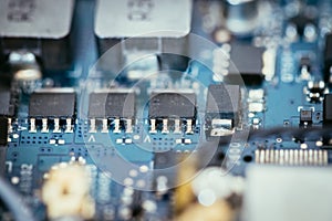 Computer Technology: Close up of a computer chip on a circuit board