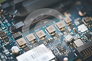 Computer Technology: Close up of a computer chip on a circuit board