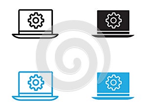 Computer Technology icon black and white vector outline sign