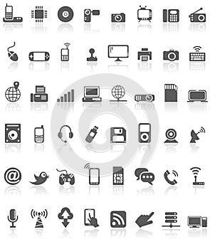 Computer Technology Icon Collection Black on White