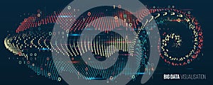 Computer technology sorting data concept. Machine learning algorithm. Waves array and spiral visual concept. Big data