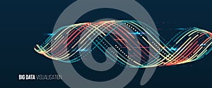 Computer technology sorting data concept. Machine learning algorithm. Waves twisted array visual concept. Big data visualization