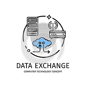 Computer Technology Thin Line Icon Concept. Vector