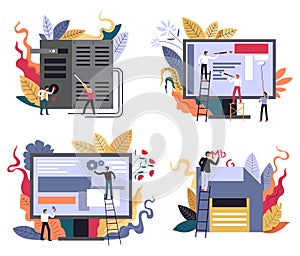 Computer technology, web design and application development, programming icons