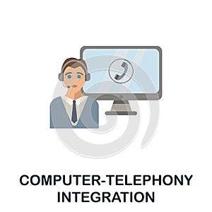 Computer-Telephony Integration flat icon. Colored sign from customer service collection. Creative Computer-Telephony