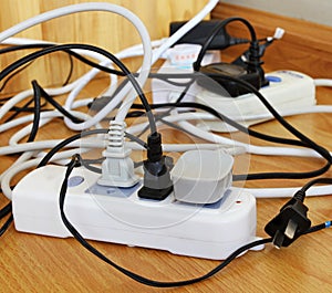 Power Cords in a Dangerously Tangled Mess photo