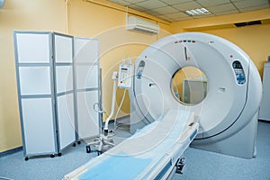 Computer tomography diagnostics in medical center. Background