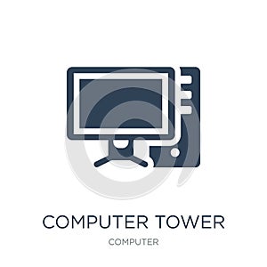 computer tower and the monitor icon in trendy design style. computer tower and the monitor icon isolated on white background.