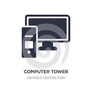 computer tower and monitor icon on white background. Simple element illustration from Computer concept