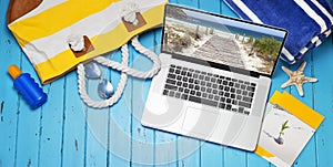 Computer Travel Beach Bag Banner Background