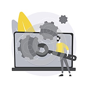 Computer troubleshooting abstract concept vector illustration.