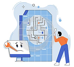 Computer troubleshooting. The computer troubleshooting metaphor represents intricate nature problem-solving in computer