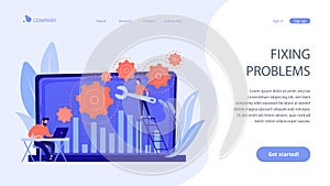 Computer troubleshooting concept landing page.