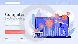 Computer troubleshooting concept landing page.