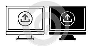 Computer Upload Black Icon Bundle for Data Transfer