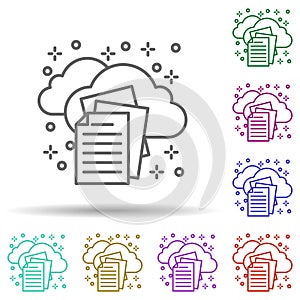 Computer upload cloud paper multi color icon. Simple thin line, outline vector of computer icons for ui and ux, website or mobile
