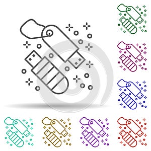 Computer usb flash drive multi color icon. Simple thin line, outline vector of computer icons for ui and ux, website or mobile