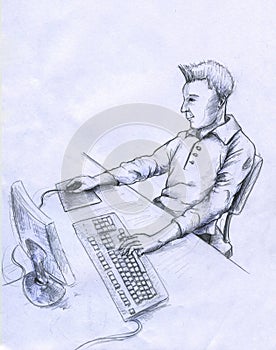 Computer user - sketch