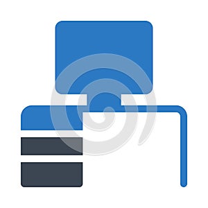 Computer glyph color flat vector icon