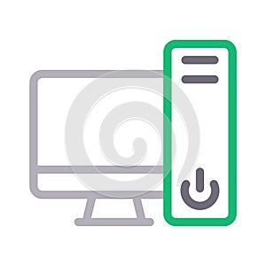 Computer thin color line vector icon