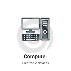 Computer vector icon on white background. Flat vector computer icon symbol sign from modern electronic devices collection for