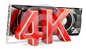 Computer video card GPU with high resolution 4K, 3D rendering