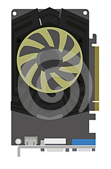 Computer video card on white background.