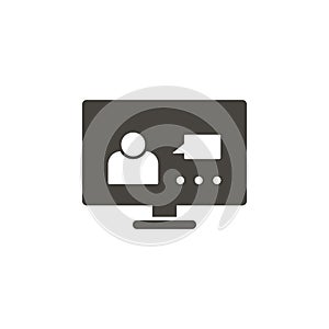 Computer, video, conference, users vector icon. Simple element illustrationComputer, video, conference, users vector icon.