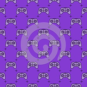 Computer Video Game Controller vector Game Pad purple modern seamless pattern