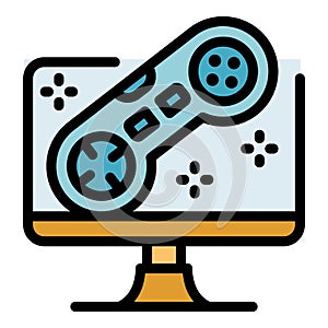 Computer video game icon color outline vector