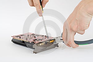Computer videocard repairing.