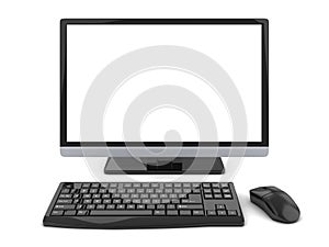 Computer view front and white background