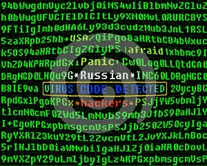 Computer virus concept. Russian hackers.