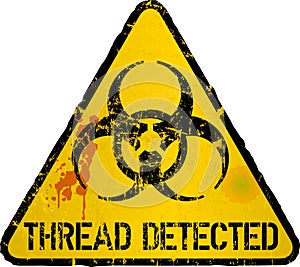 Computer virus detection, thread warning sign, vector illustration photo