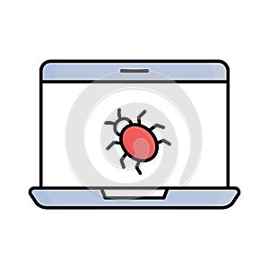 Computer virus Fill color vector icon which can easily modify or edit