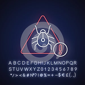 Computer virus neon light icon