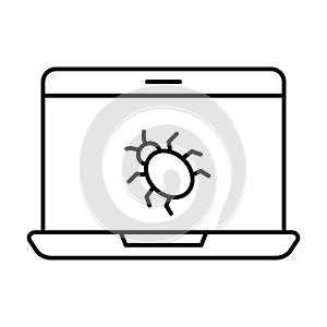 Computer virus Outline vector icon which can easily modify or edit photo
